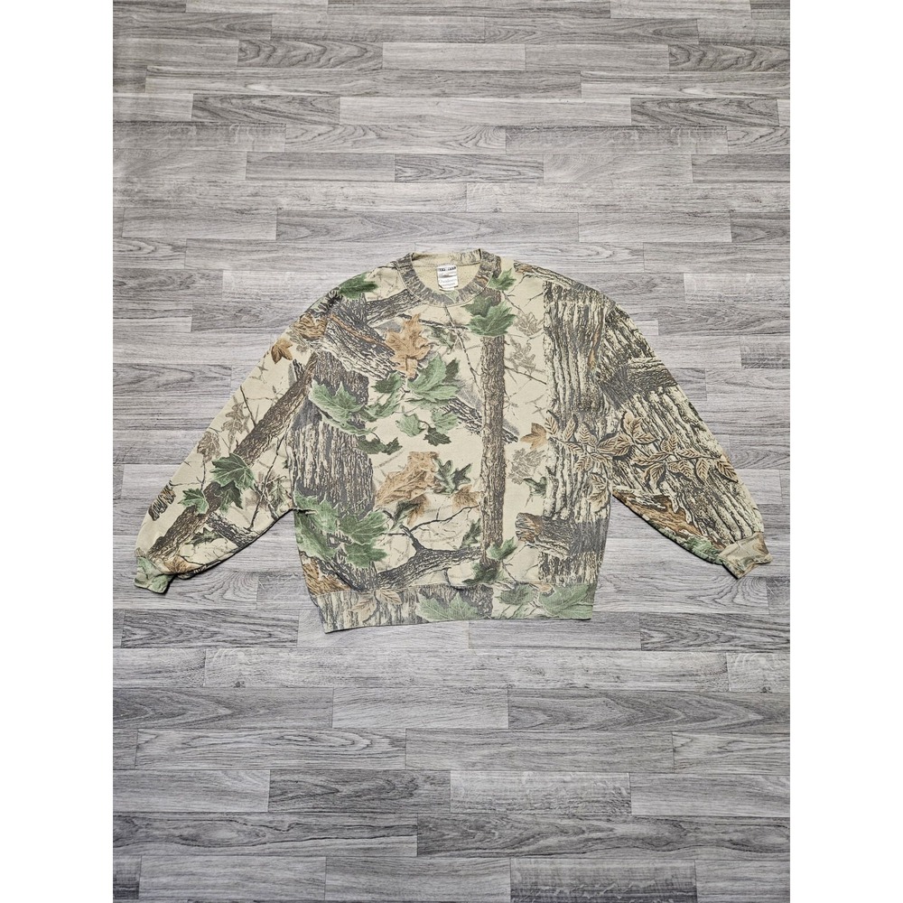 Vintage 90's Jerzees Outdoors Realtree Camo Pullover Crewneck Sweatshirt 2XL USA